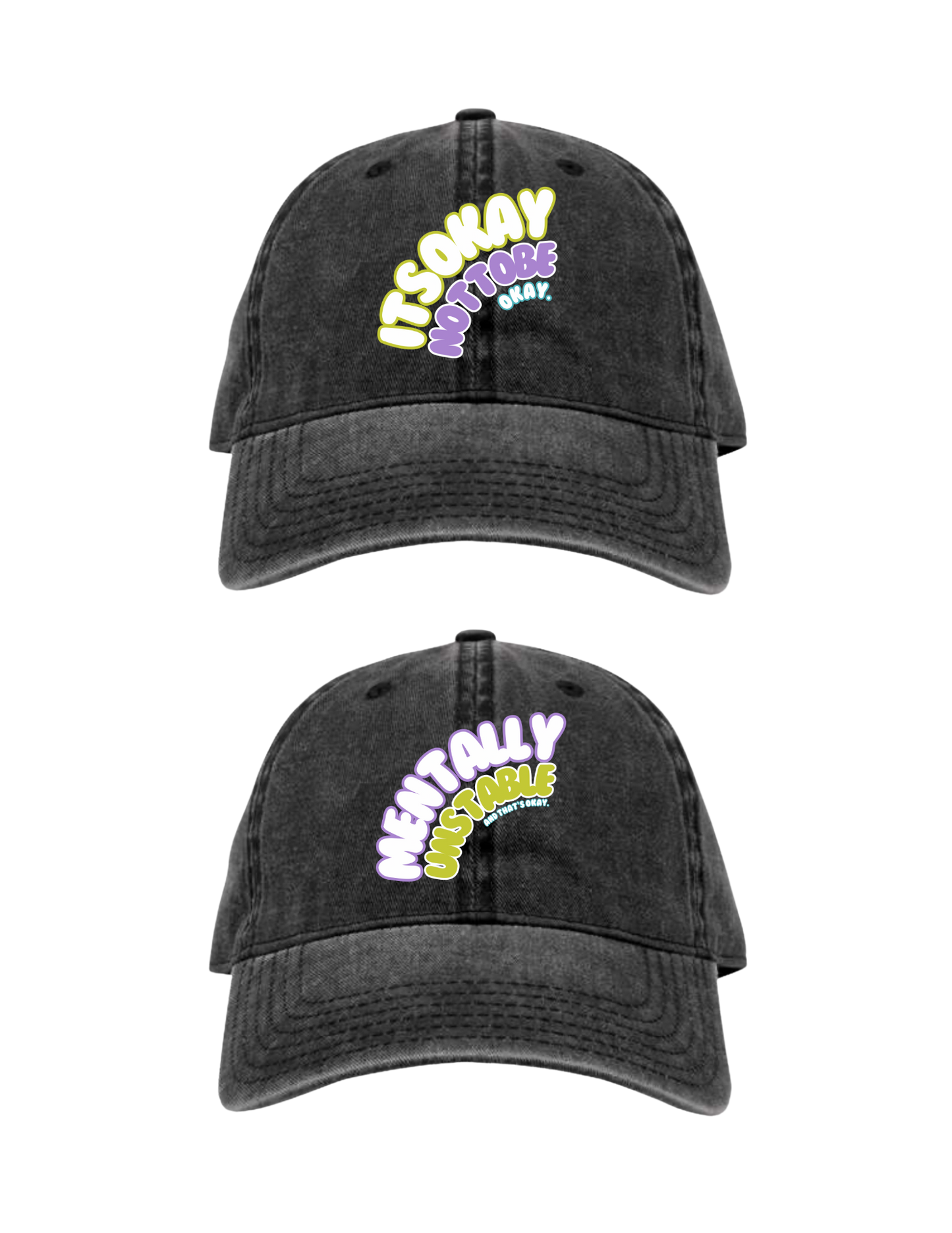 Embroidered Quote Dad Hat - Black Ash