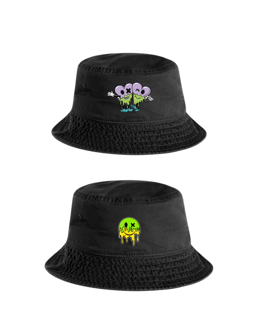 Embroidered Logo Bucket Hat - Stone Black