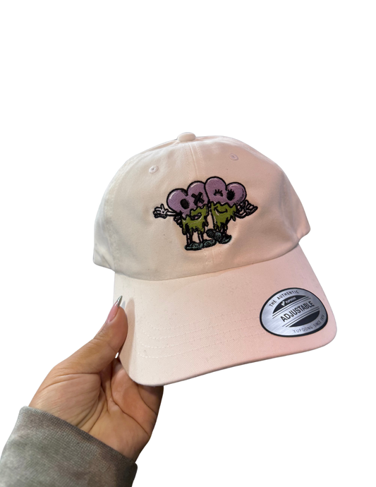 Hearts Embroidered Logo White Dad Hat