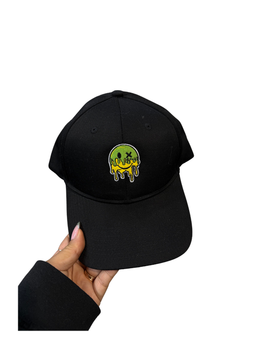 Smiley Embroidered Logo Black Trucker Hat
